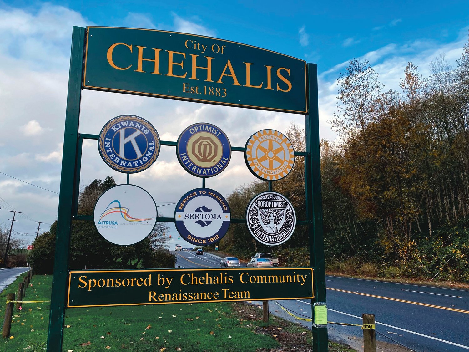 A newly installed sign between Callisons and Chamber Way in Chehalis now honors different service clubs dedicated to the community.